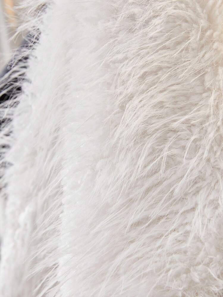 Plus 1pc Fuzzy Shawl Coat