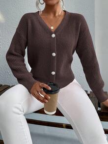 SHEIN Frenchy 開襟衫 - 咖啡棕 - 查看 4