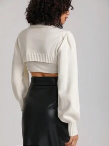 Sarabasti Gekürzter Turtle-neck-pullover Mit Zopfmuster - Beige - Übersicht 2