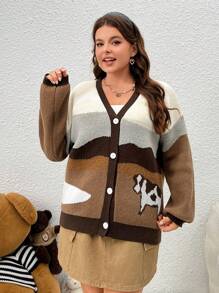 SHEIN EZwear Đúng mốt Kích thước lớn Khối màu Áo len Mở - Nhiều màu - Xem 5
