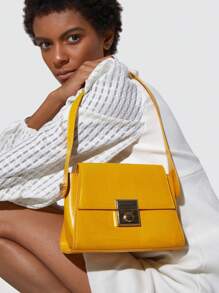 SHEIN BIZwear 女士单肩包 PU 皮革 黄色 - 黃色 - 查看 2