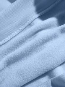 SHEIN Qutie Áo hoodie in chữ và hoạt hình có lót nhiệt - Màu xanh lam - Xem 5