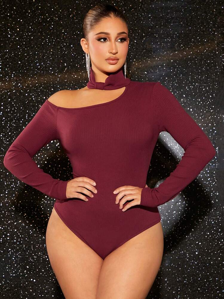 Asymmetrical Cut Out Shoulder Bodysuit