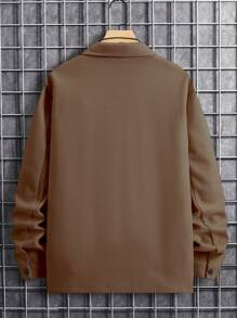 Manfinity Homme 男士口袋貼布花呢外套 - 摩卡棕 - 查看 2