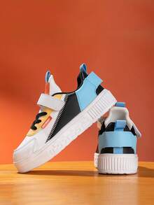 皮革拼色孩子們的運動鞋,輕便男孩運動鞋