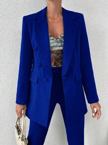 EURMUSE Double Breasted Blazer & Pants - Royal Blue - View 4