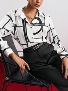 BizChic Camisa De Estampado Geométrico - Albaricoque - Ver 3