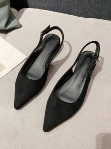 2025年秋季时尚简约风格女士金色裂纹图案粗跟平底鞋，3厘米舒适透气凉鞋情人节 - 黑色 - 查看 2