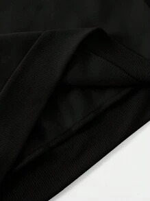 SHEIN EZwear 大碼汽車和字母圖案加絨內裏套頭衫 - 黑色 - 查看 3