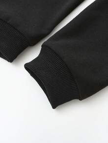 SHEIN Young Boy Cartoon Embossed Drop Shoulder Hoodie & Sweatpants - Green - View 5