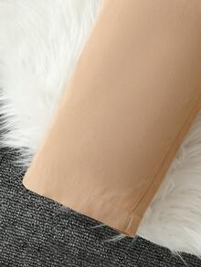 SHEIN Cô Gái Trẻ Đồ họa Chữ cái Áo thun & Túi có nắp Quần - Màu Khaki - Xem 4