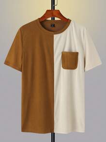 Manfinity Homme Maglietta casual a maniche corte con blocchi di colore per uomo in taglie grandi, adatta per uscire