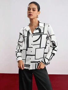 BizChic Camisa De Estampado Geométrico - Albaricoque - Ver 8