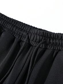 Manfinity Hypemode 男式加大码字母图案抽绳腰部运动裤 - 黑色 - 查看 3