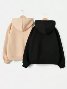 EURMUSE Women's Drop Shoulder Long Sleeve Casual Hooded Drawstring Sweatshirt - Multicolor - View 2