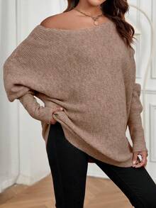 SHEIN 孕婦蝙蝠袖毛衣 - 杏色 - 查看 5