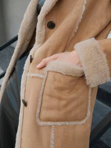 Anewsta Dual Pocket Teddy Lined Coat - Camel - View 7