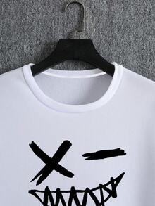 Nam Đồ họa Hoạt hình Lót nhiệt Áo nỉ - trắng - Xem 3