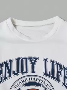 RueChic Men Letter Graphic Drop Shoulder Sweatshirt - White - View 6