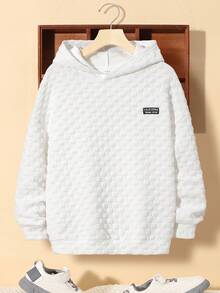 Tween Boy 2pcs Letter Patched Textured Hoodie & 1pc Sweatpants - Multicolor - View 6