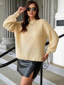 Celure Plus Drop Shoulder Sweater Knit Pullover Fall Winter Outfit