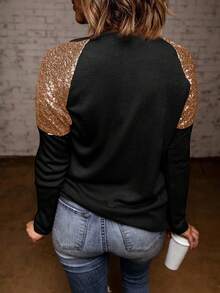 Camiseta con estampado de Navidad con lentejuelas de manga raglán - Multicolor - Ver 2