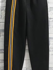 SHEIN 男童鬆身針織束口長運動褲 - 黑色 - 查看 3