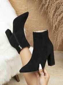 女性時尚多用途派對尖短靴 - 黑色 - 查看 4