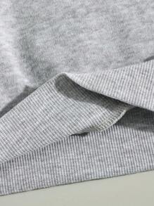 SHEIN EZwear Slogan Graphic Sweatshirt & Sweatpants - Grey - View 7