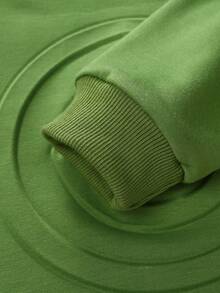 SHEIN Young Boy Cartoon Embossed Drop Shoulder Hoodie & Sweatpants - Green - View 7