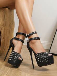 Lemon Decorated Peep Toe Waterproof Platform Stiletto Women's Fashion Show Sandals
