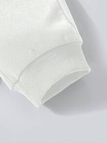 Teen Girl Solid Slant Pocket Drawstring Waist Sweatpants - White - View 4