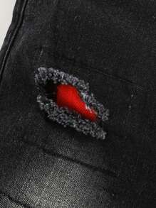 SHEIN Young Boy Ripped Dark Wash Jeans - Black - View 3