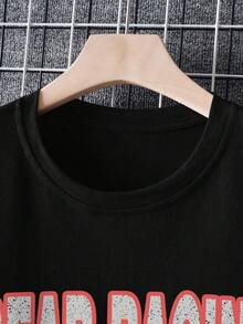 男士汽車和字母圖案T恤 - 黑色 - 查看 5