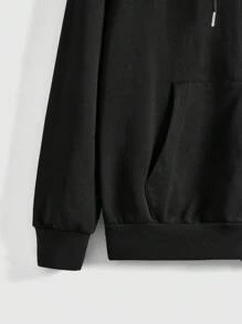 Corpse Bride | ROMWE Letter & Figure Graphic Drop Shoulder Hoodie - Black - View 4