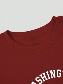 Manfinity Nam Đồ họa Chữ cái Lót nhiệt Áo nỉ - Màu Đỏ Sâu - Xem 3