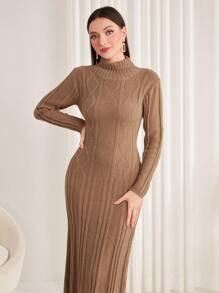Modelyn 女裝毛衣連身裙 - 卡其色 - 查看 4