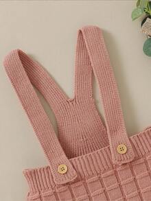 Baby Boy Solid Knit Jumpsuit Without Sweater - Pink - View 4
