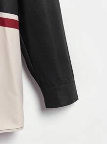 SHEIN EZwear 大碼字母圖案撞色落肩袖襯衫 - 彩色 - 查看 3