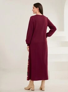 Seusyu 幾何印花補丁貼口袋燈籠袖衛衣洋裝 - 彩色 - 查看 2