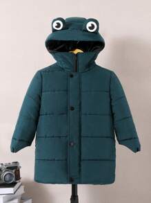 SHEIN 1 pieza Abrigo acolchado con capucha y diseño de oreja 3D para niño pequeño
