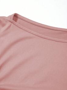 SHEIN Unity 素色側收褶T恤 - 粉色 - 查看 5