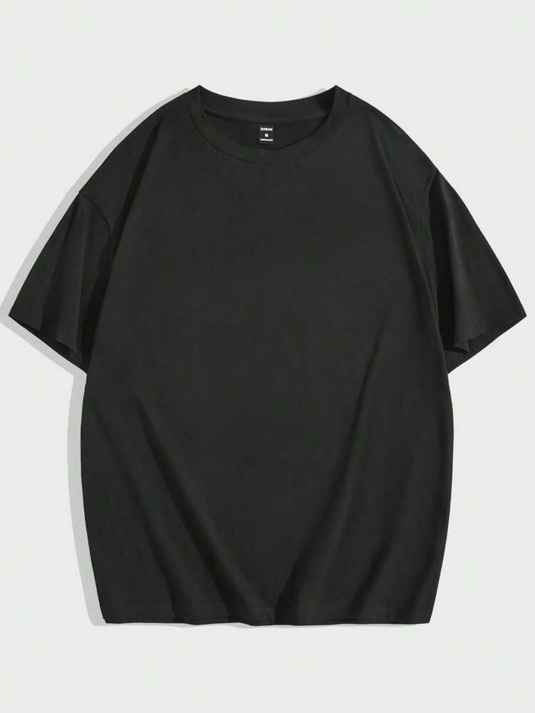 Men's Loose Floral & Text Print Knitted Casual Short Sleeve T-Shirt