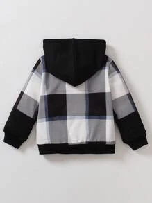 SHEIN 男童格子印花四分之一扣卫衣 - 彩色 - 查看 2