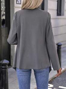 SHEIN LUNE 瀑布领开襟大衣 - 深灰色 - 查看 2