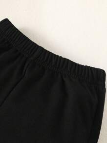 男嬰絨毛小熊刺繡衛衣和衛褲 - 黑色 - 查看 3