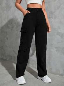 SHEIN Tall Flap Pocket Cargo Jeans
