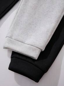 SHEIN 男大童2入組字母貼布腰部抽繩衛褲 - 彩色 - 查看 6