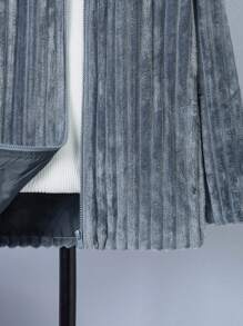 SHEIN Tween Boy Open Front Hooded Fleece Coat Without Sweater - Grey - View 6