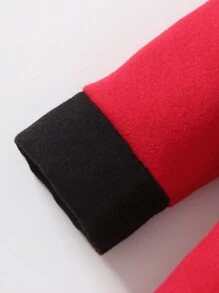 Baby Girl Borg Collar Double Breasted Fold Pleated Detail Overcoat - Multicolor - View 6